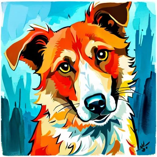 Colorful Ink Splash German Shepherd Puppy Art