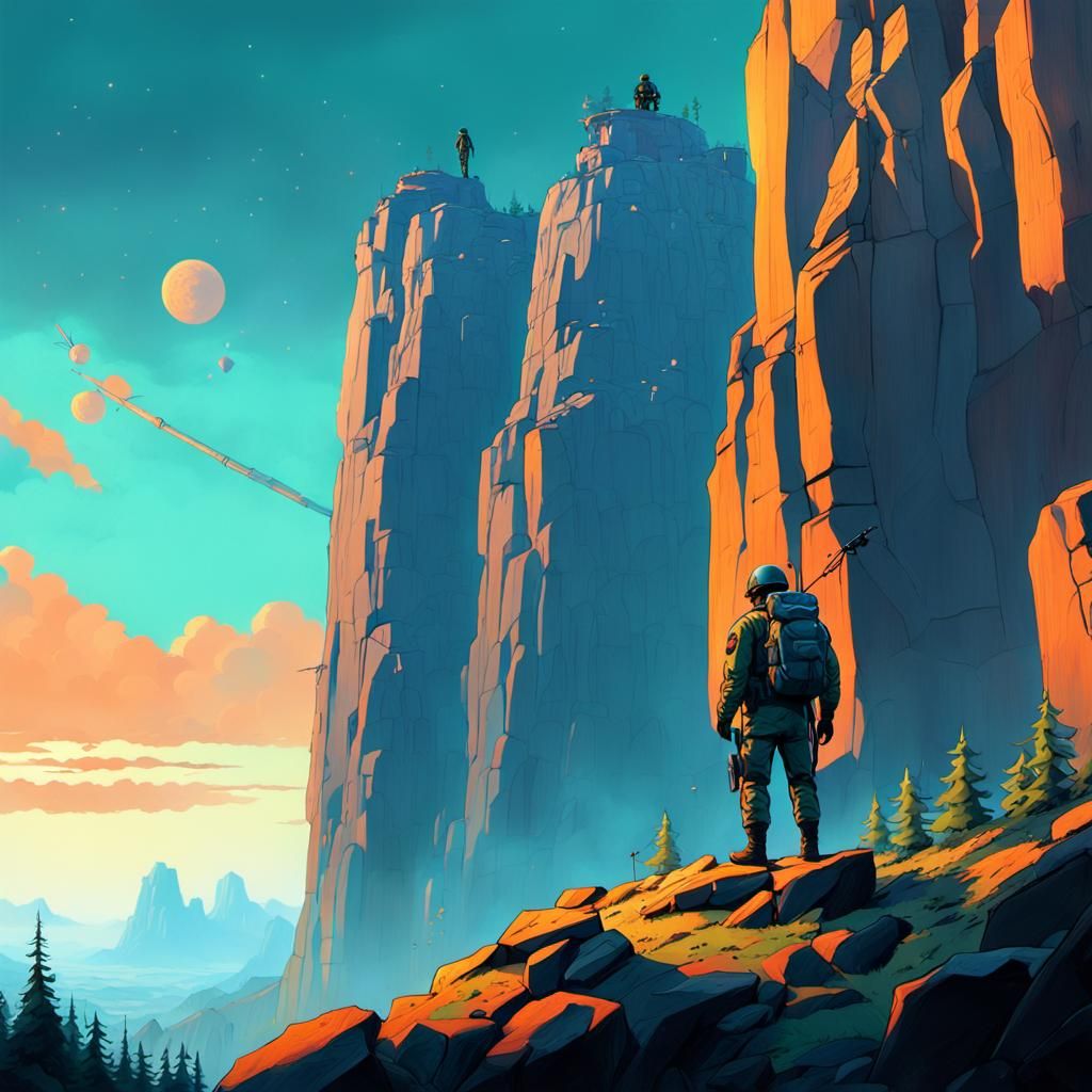 Mystical Forest Overlook: Science Fiction Concept Art