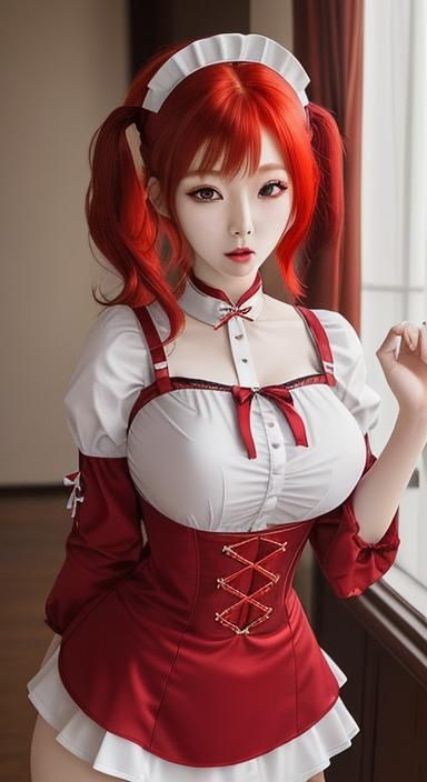 Korean Redheads in Maid Outfits