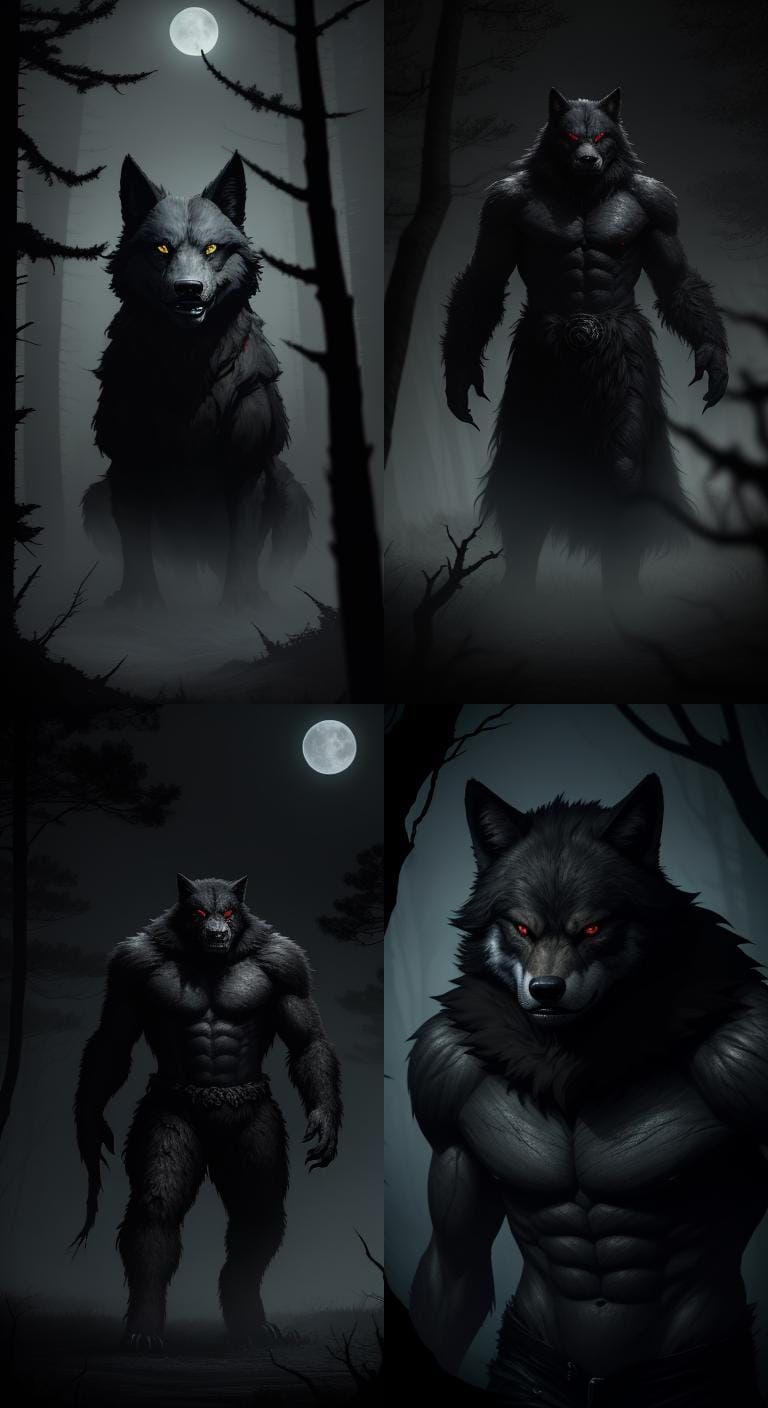 Sinister Dogman Emerges in Gloomy Forest