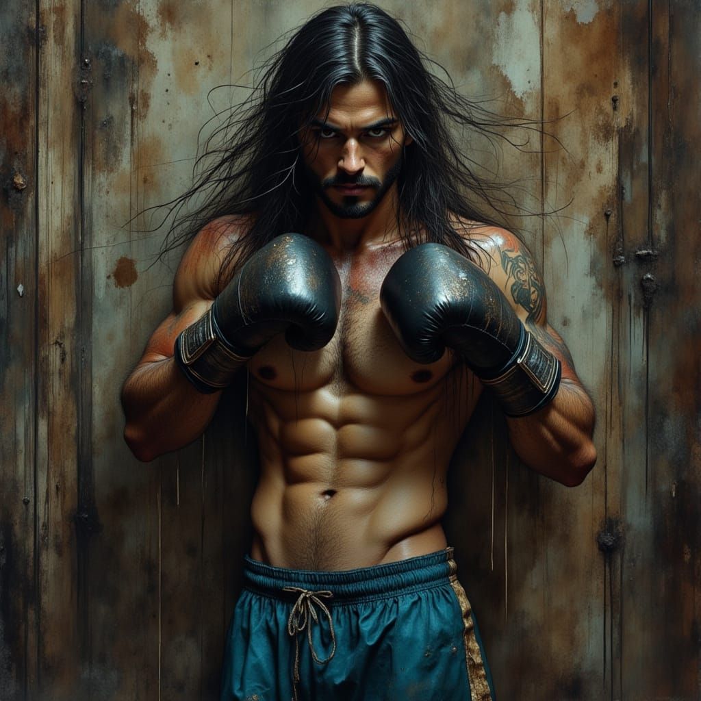 Hyper-Realistic Boxer in Gritty Environment