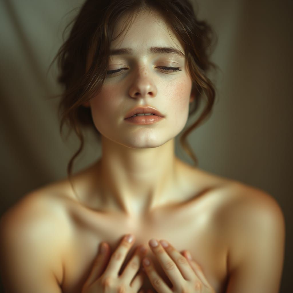 Ethereal Portrait of Barefoot Woman in Pictorialist Style