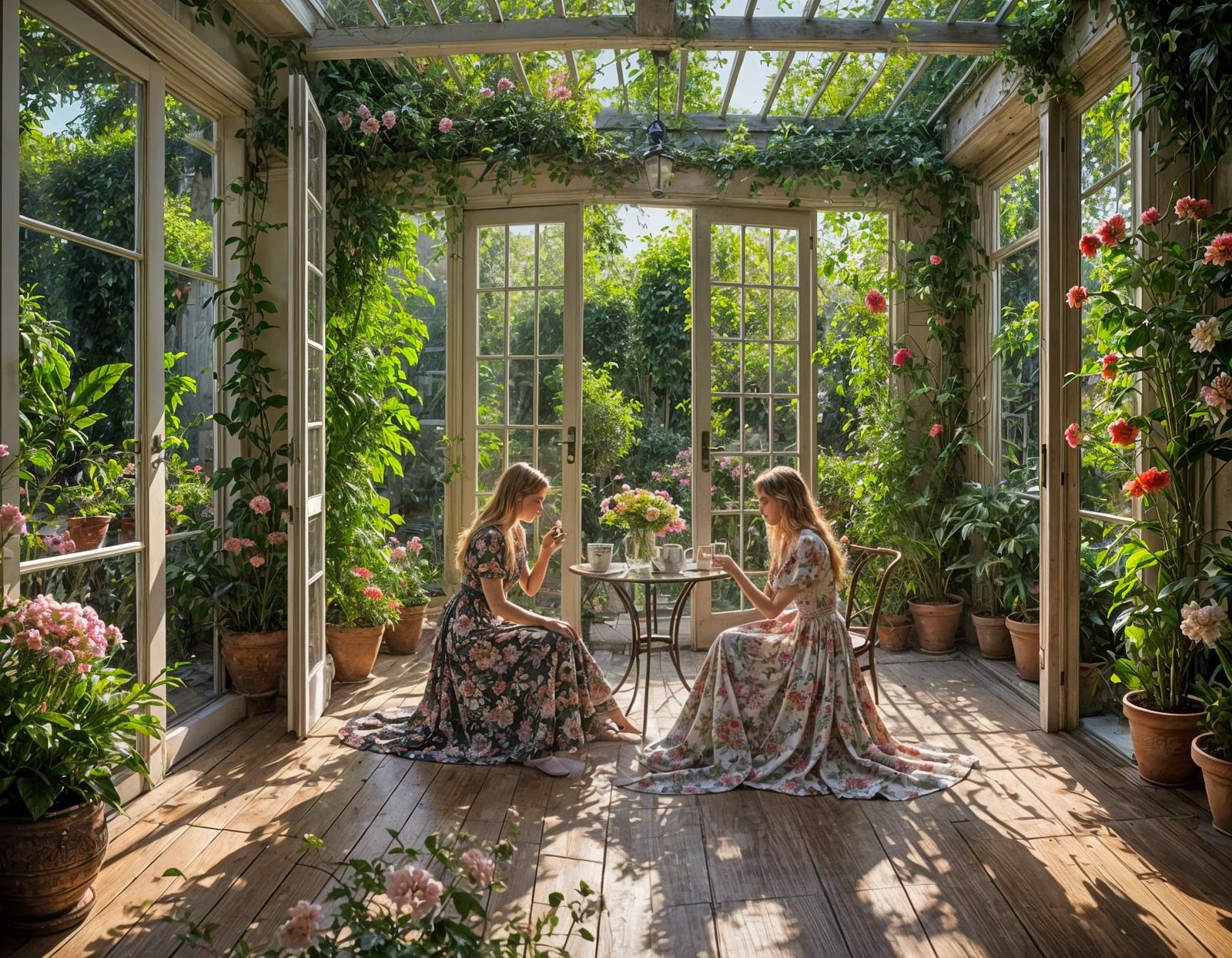 Surreal Garden Room with Volumetric Lighting