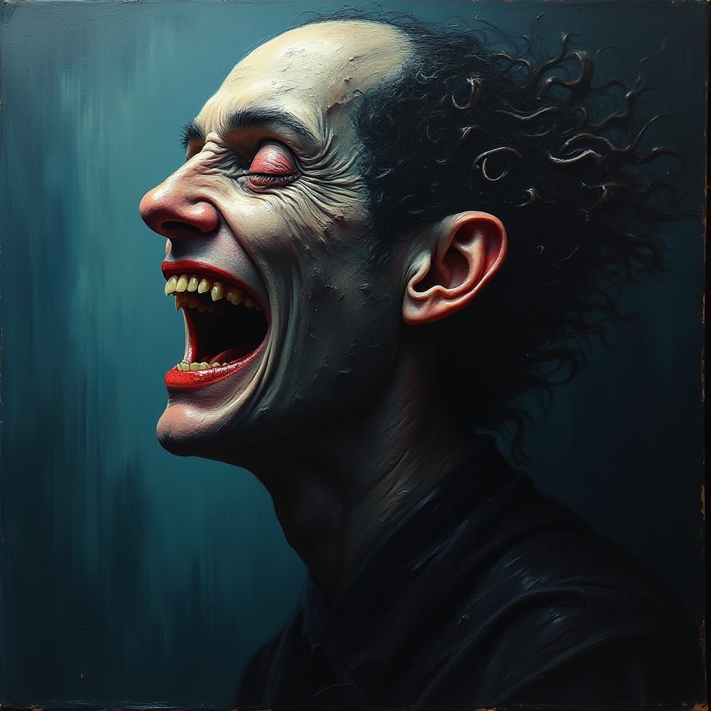 Surreal Portrait of Internal Struggle and Madness