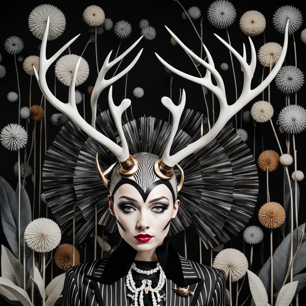 Surreal Zebra Woman in Biomorphic Office