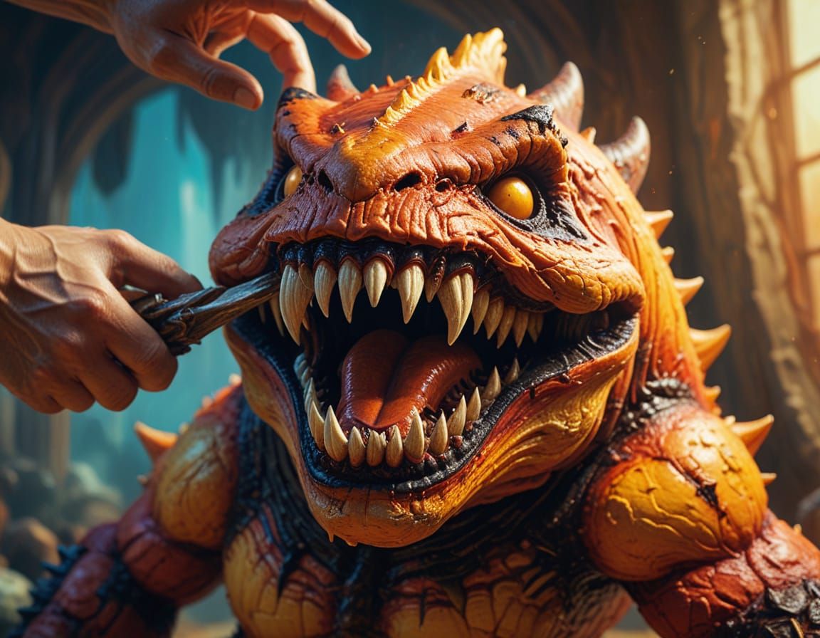 Surreal Squishy Toy Monster in Vibrant Oil Painting