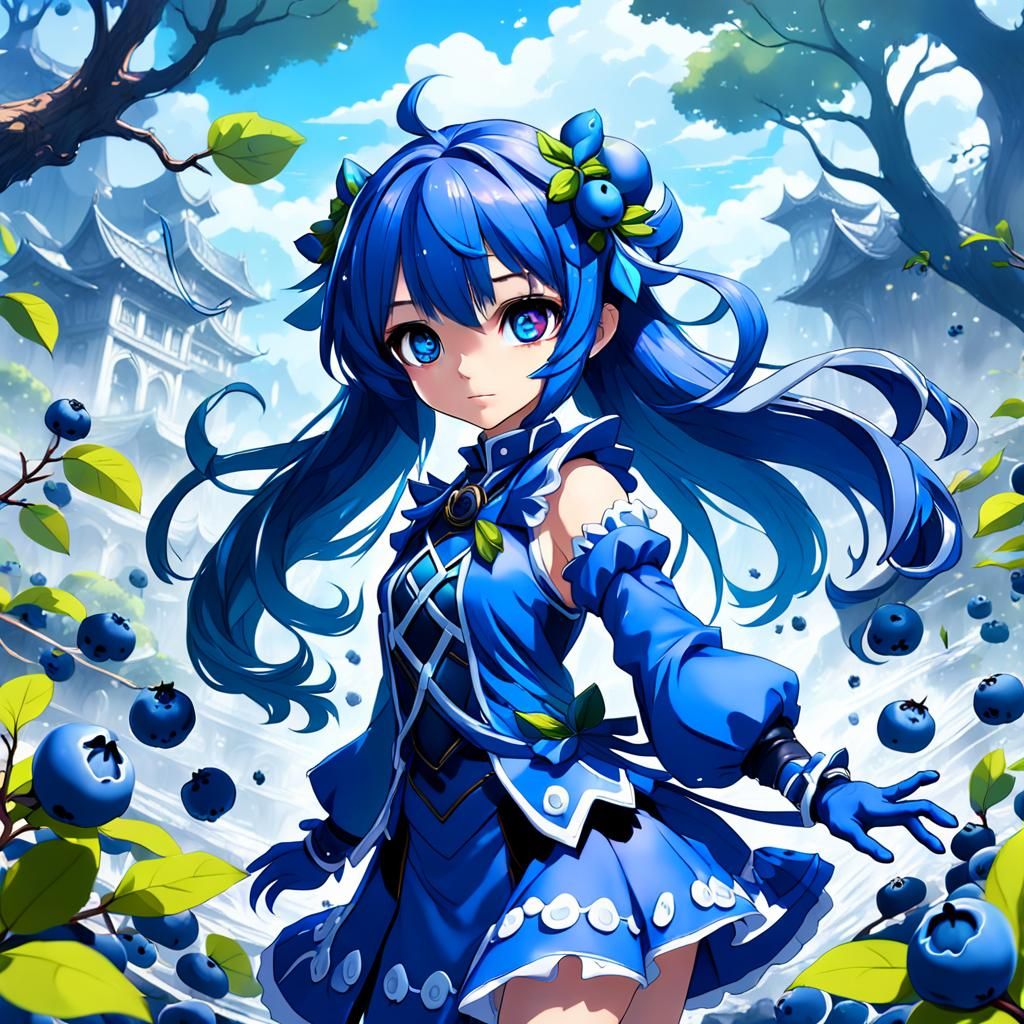Anime Blueberry Girl in Detailed Matte Painting