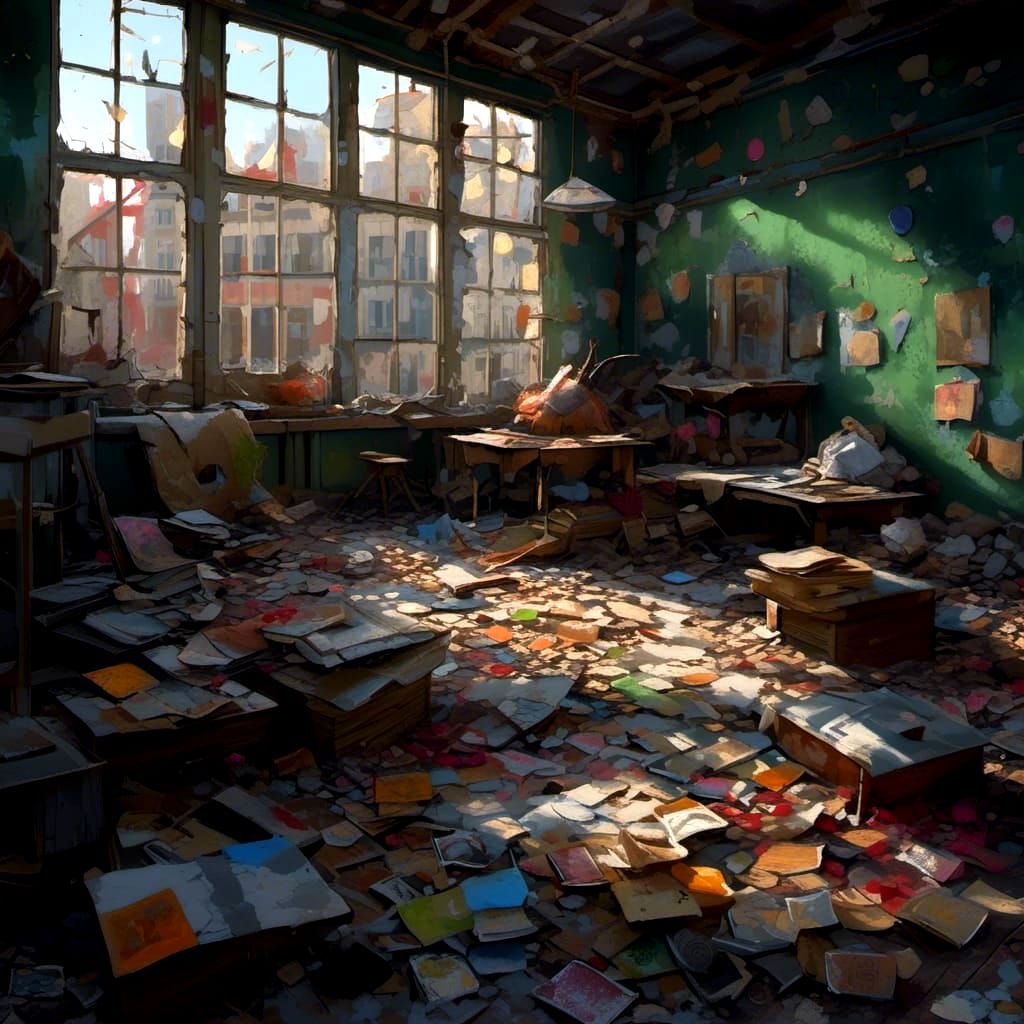 Ruined Chernobyl Dormitory with Blood and Trash in Jackson P...