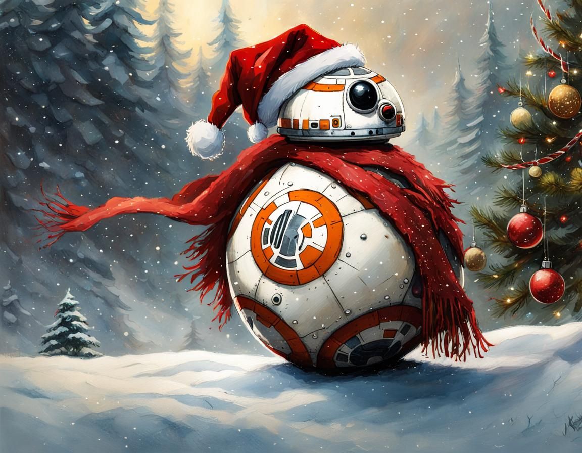 BB-8 Celebrates Christmas: Hyperrealistic Holiday Scene
