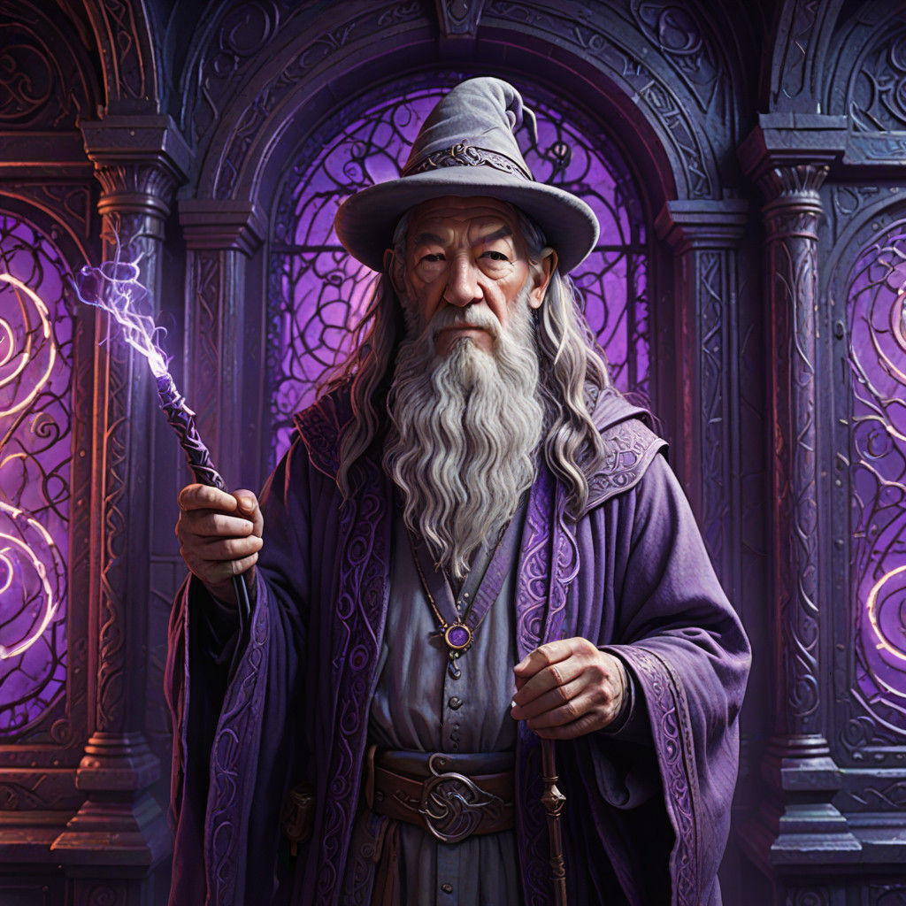 Gandalf the Grey: Cybergoth Visionary in Vibrant Haze