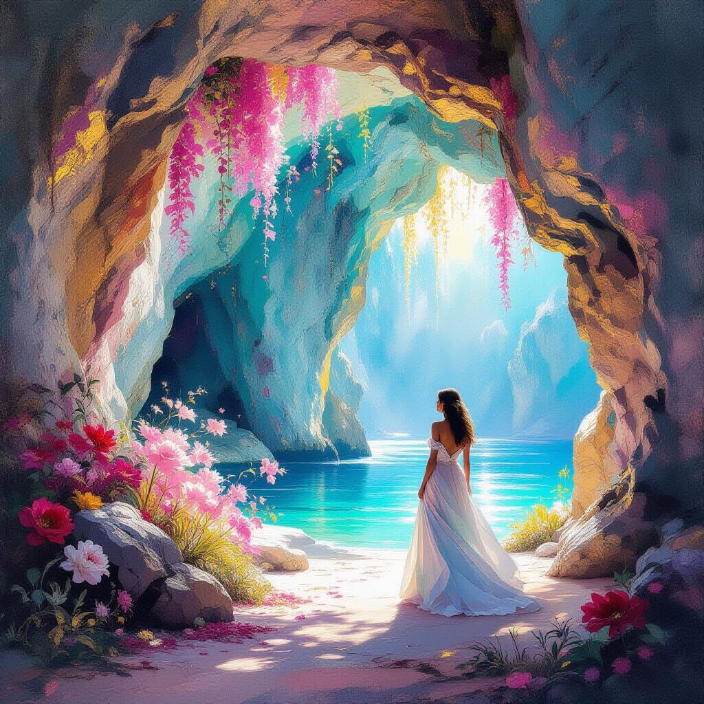 Cave Painting in Impressionistic Style