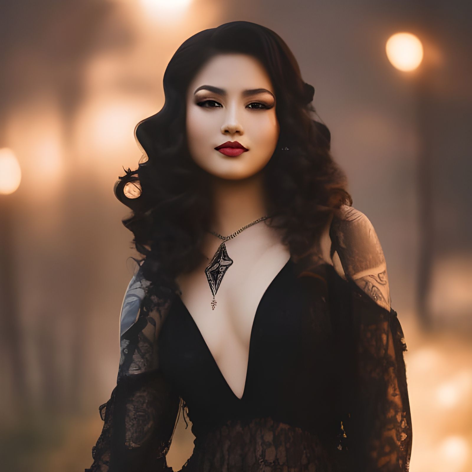 Tattooed Woman Portrait in Fantasy Concept Art Style