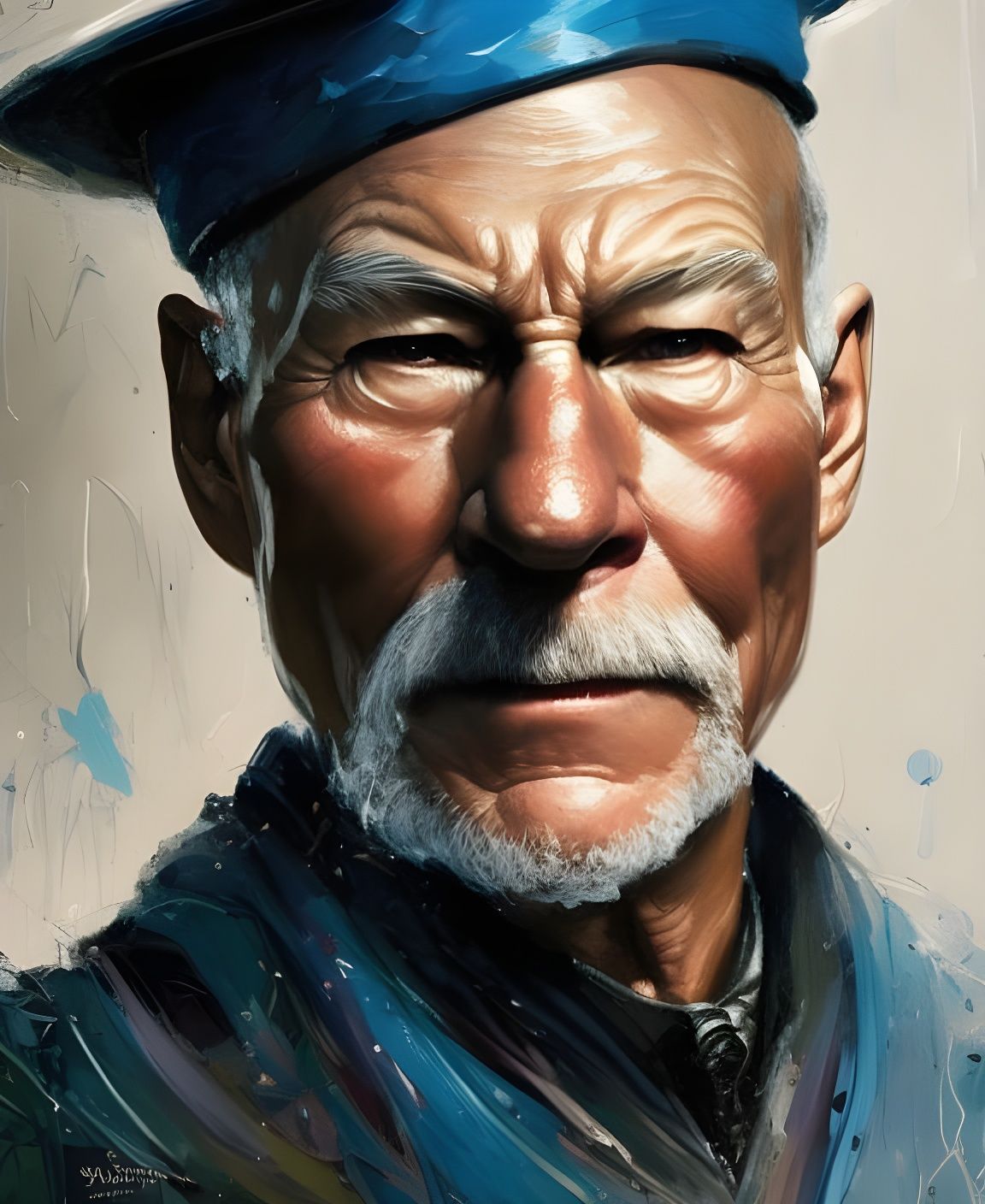 Patrick Stewart as an Ancient Wizard, Digital Art