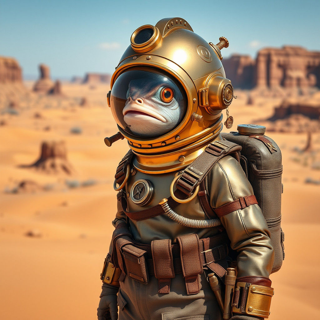 Victorian Diving Suit for Land Exploration in Syd Mead Style