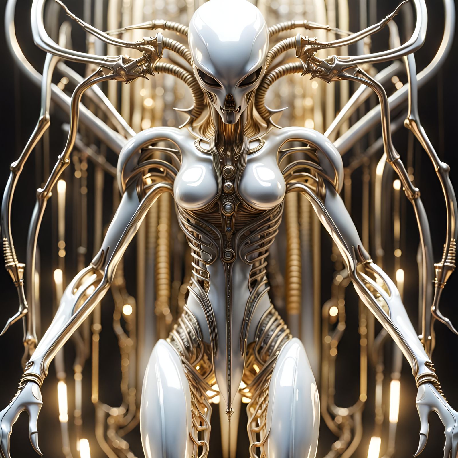 Futuristic Giger Alien Illustration in 3D