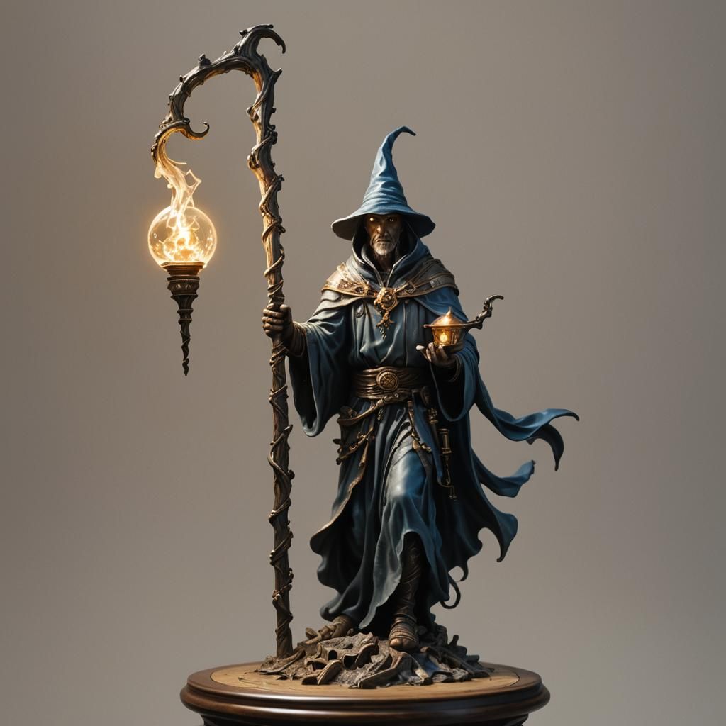 Fantasy Sorcerer Figurine Table Lamp