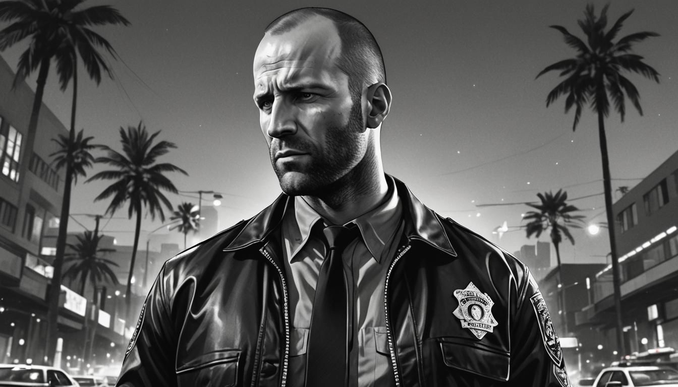 GTA Style Album Cover Art with Police Officer