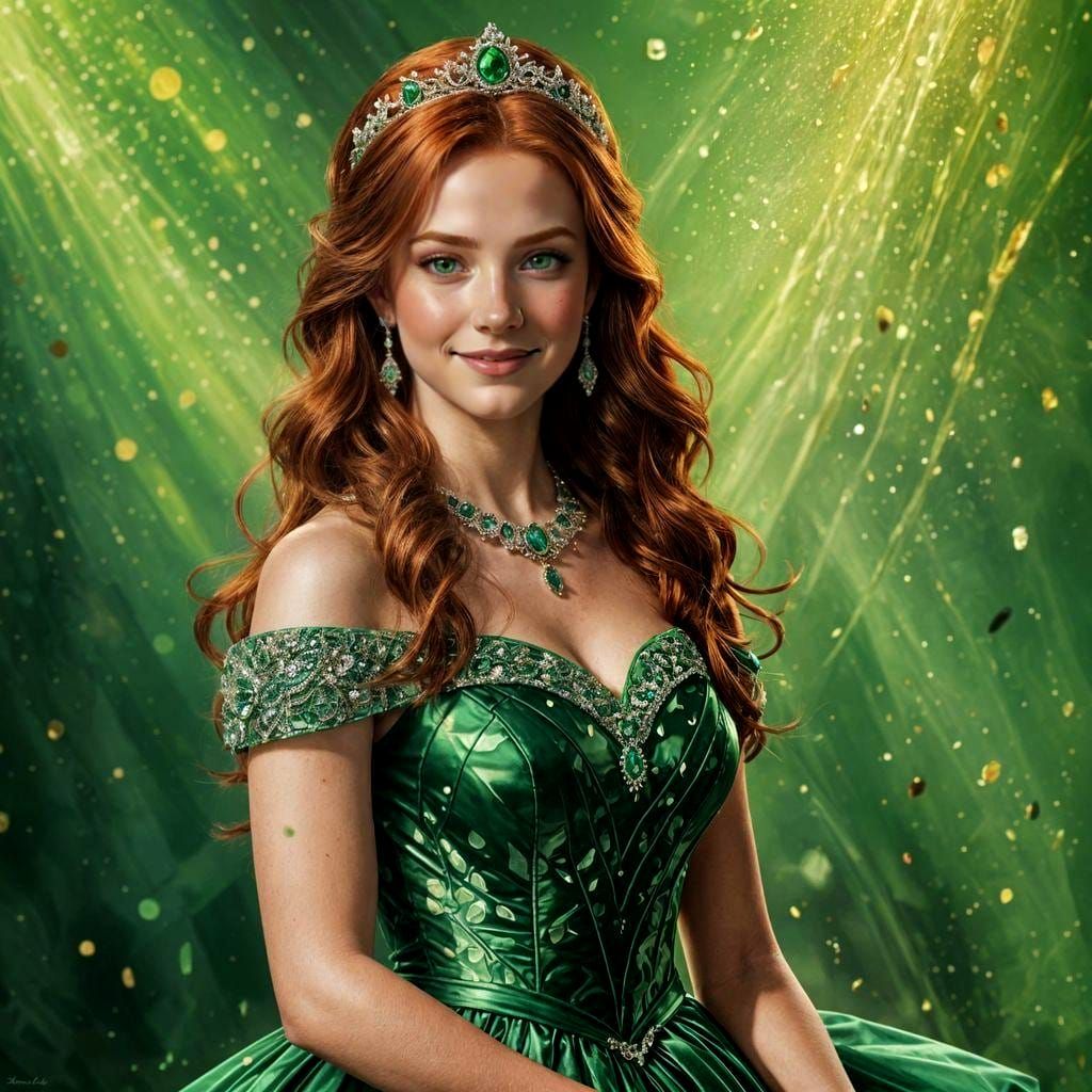 Hyperrealistic Portrait of a Young Princess in Green