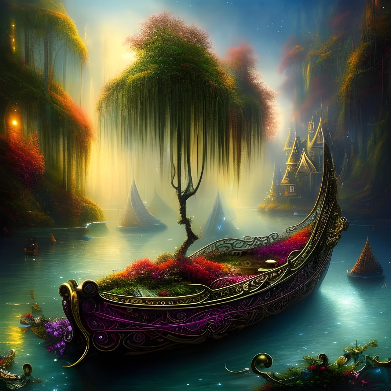 Enchanted Fairy Pirate Ship in Fairytale Setting