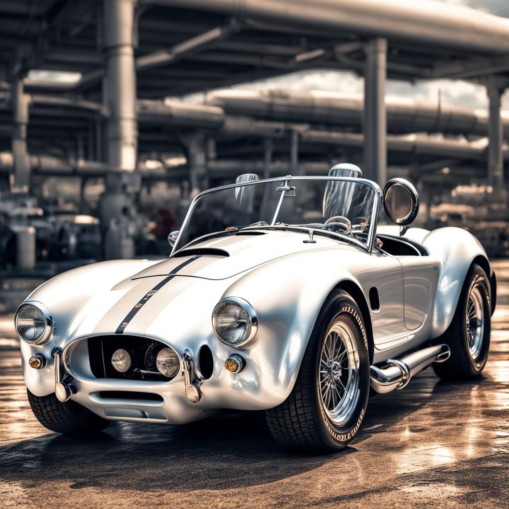 Hyperrealistic White AC Shelby Cobra Car