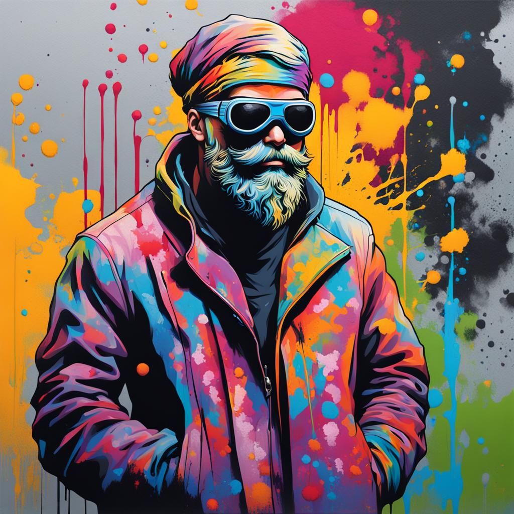 Minimalist 2D Bust in Graffiti Art Style