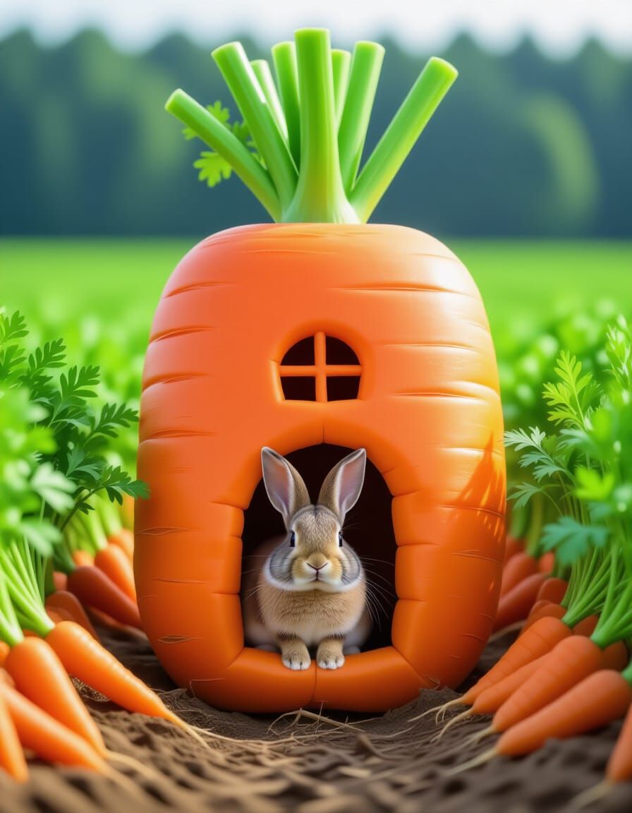 Rabbit Home Inside Giant Carrot in Farmer's Patch