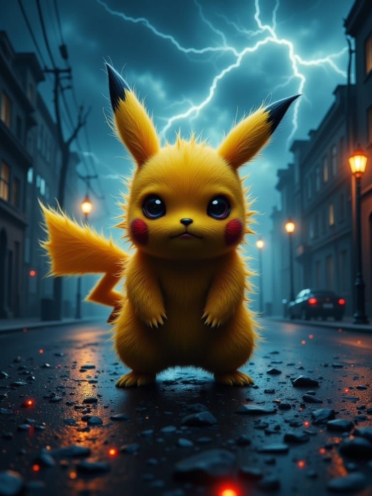 Horror Pikachu in Lightning Storm