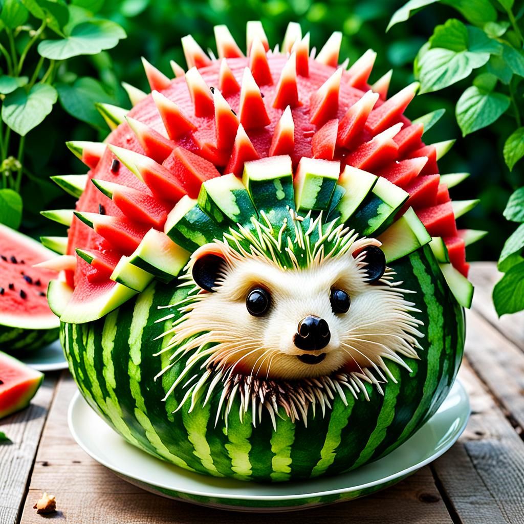 Watermelon Carving: A Playful Hedgehog