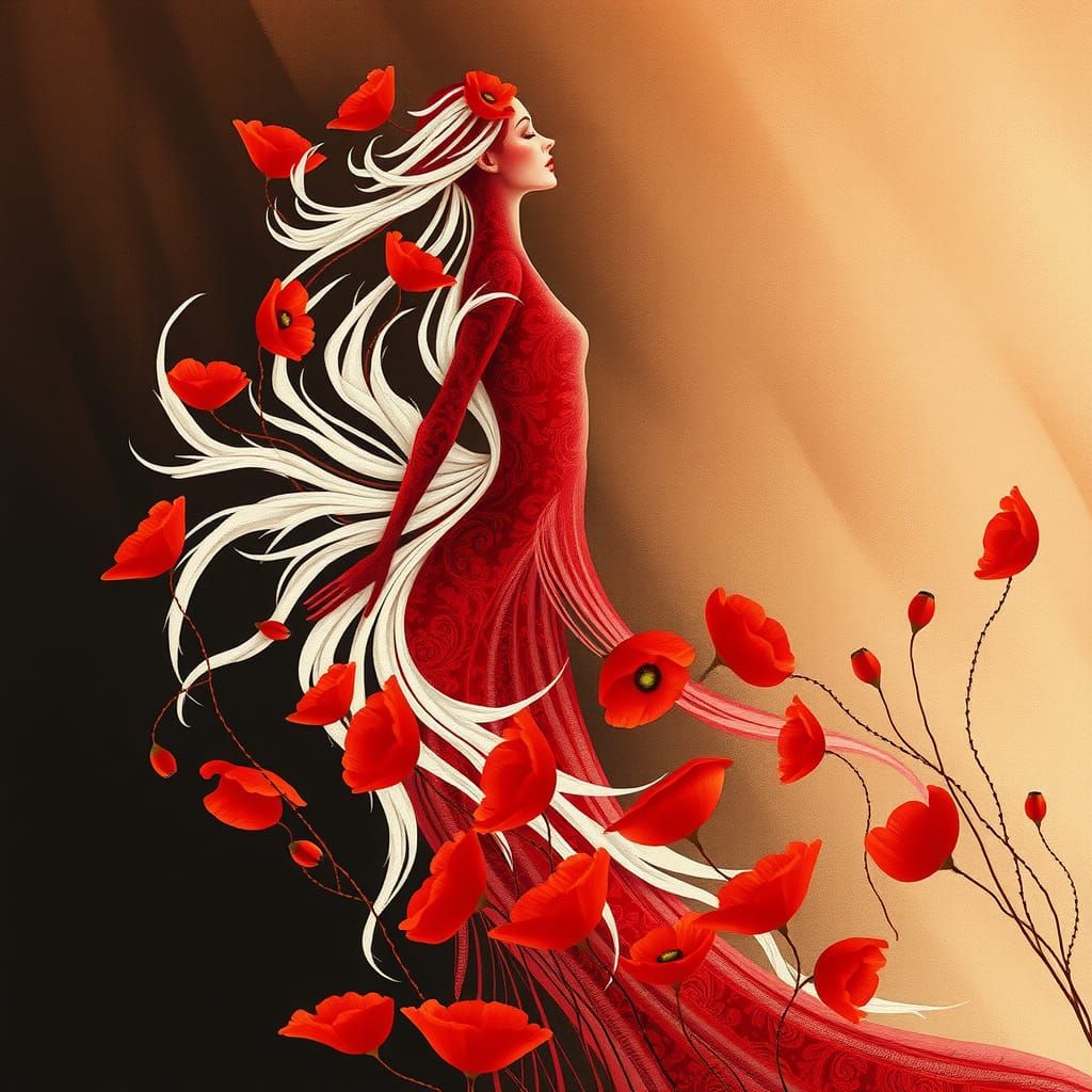 Poppy Silhouette Dance: Ethereal Feminine Art