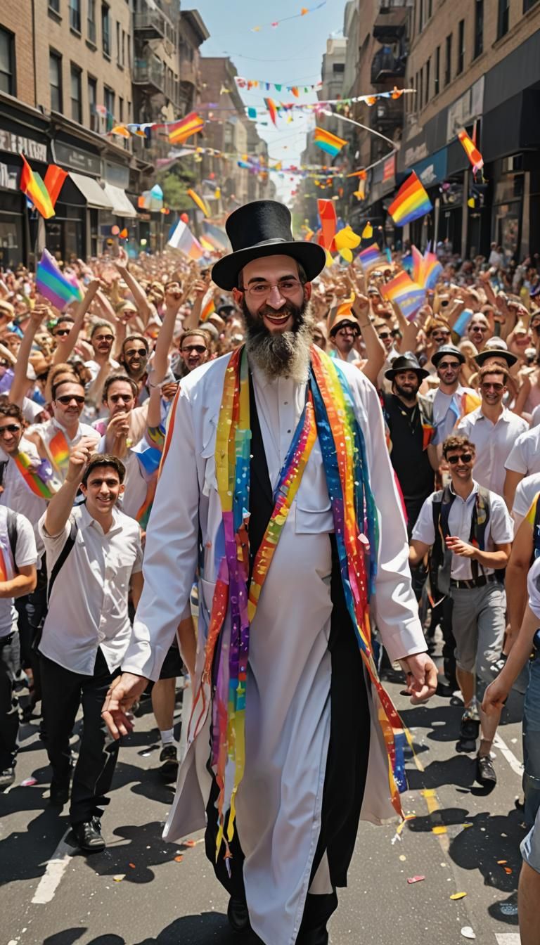 photorealistic a Haredim  Rabbi, A catholic Priest, a orthod...
