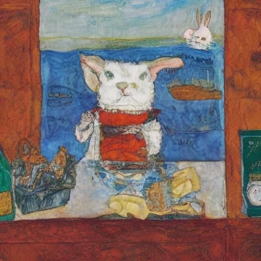 Disturbing Rabbit Drinking: Expressionist Abstract Art