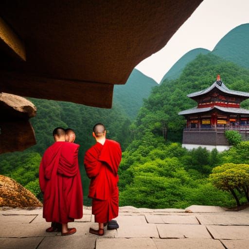 Zen Temple Sunrise Prayer in China