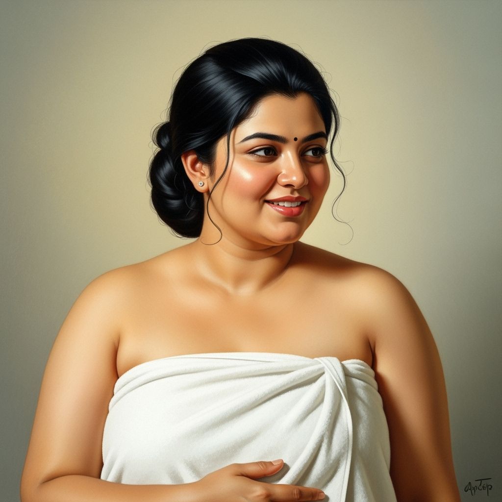 Mallu Woman in Bath Towel: A Realistic Portrait