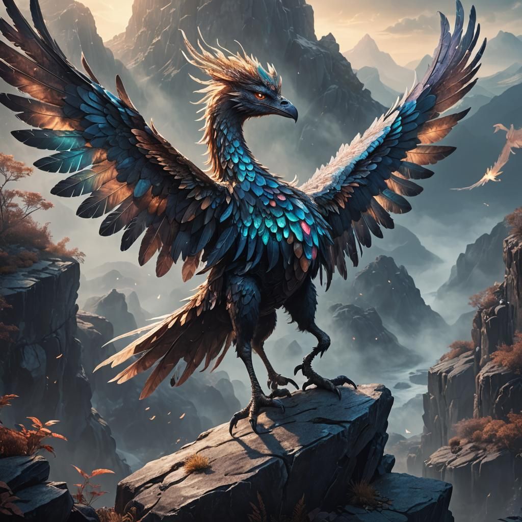 Peryton with Wings Spread in Magical Realism