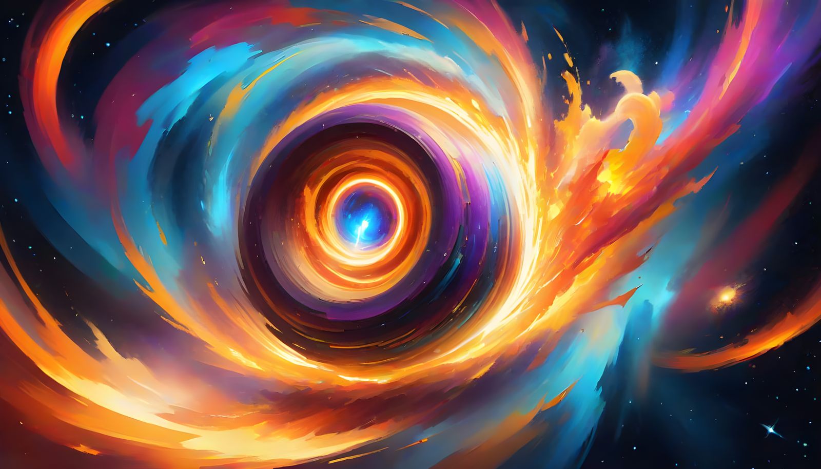 Glowing Plasma Starship Rages Through Cosmic Vortex