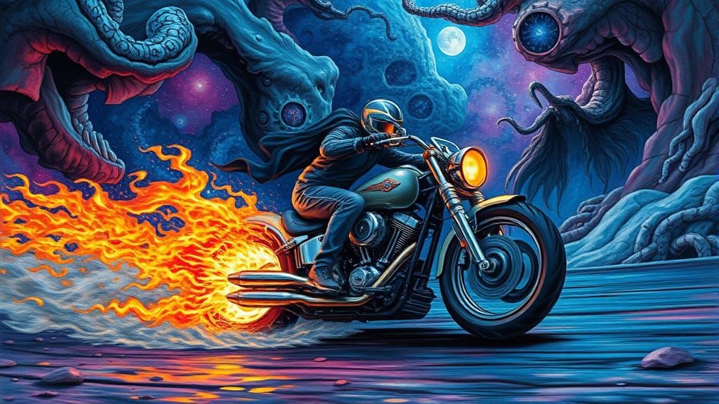 Electric Dreamscape Motorcycle Speed Demon