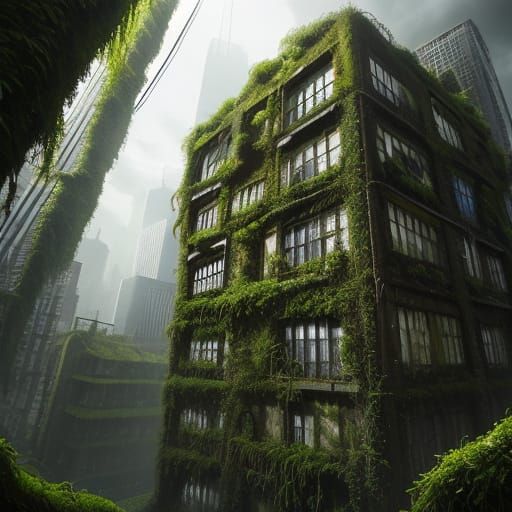 Abandoned Metropolis Enveloped in Verdant Decay