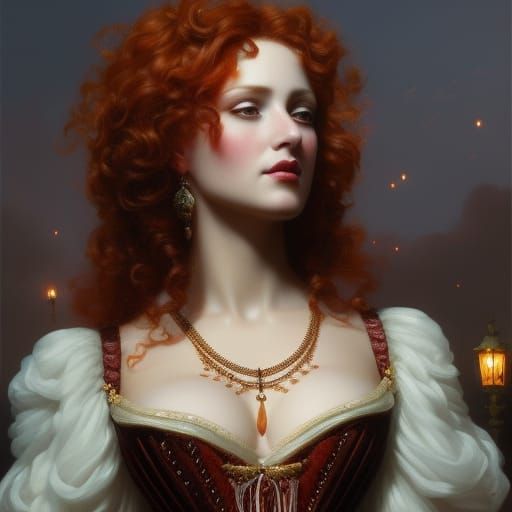 Hyperrealistic Portrait of a Red-Haired Goddess