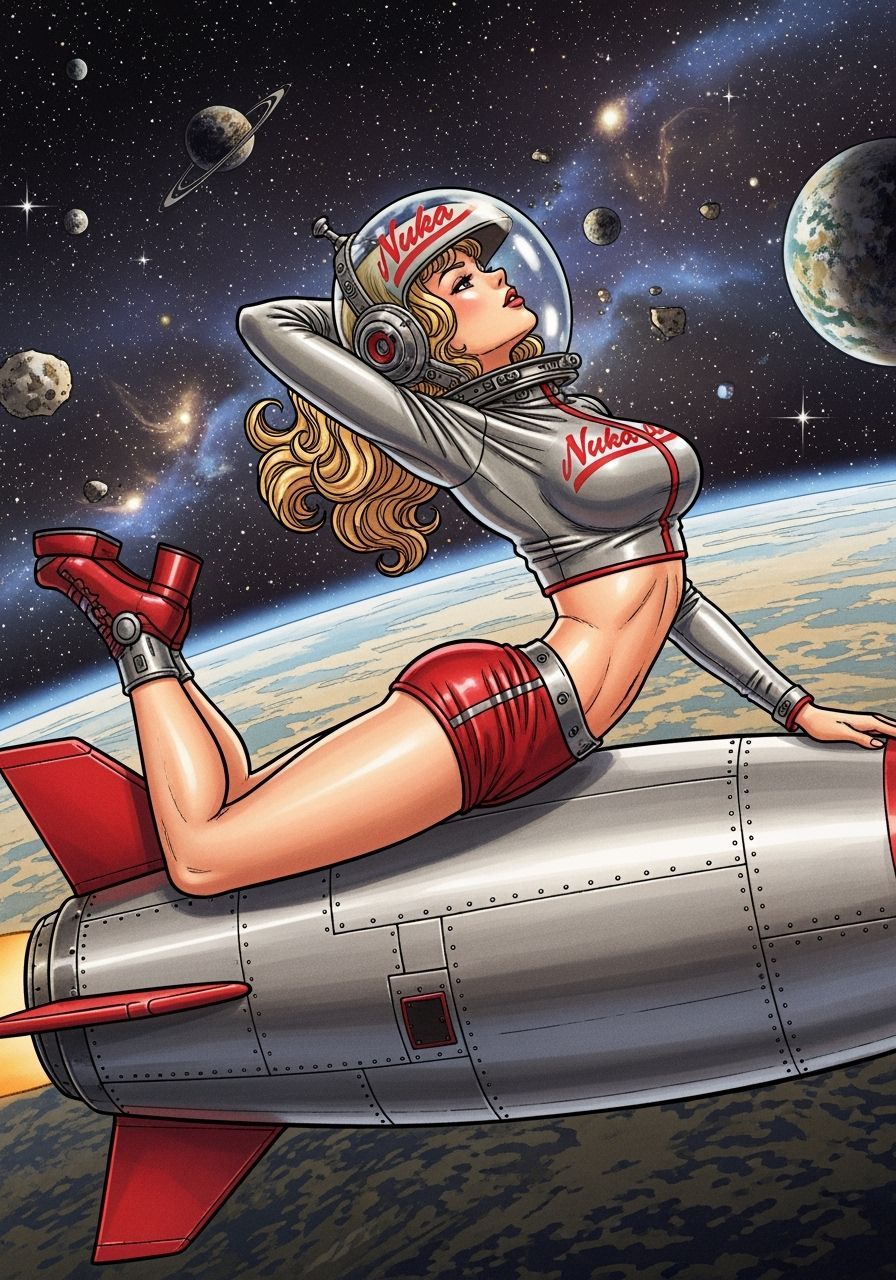Nuka-Lady: Retro-Futuristic Pin-Up in Manga Style