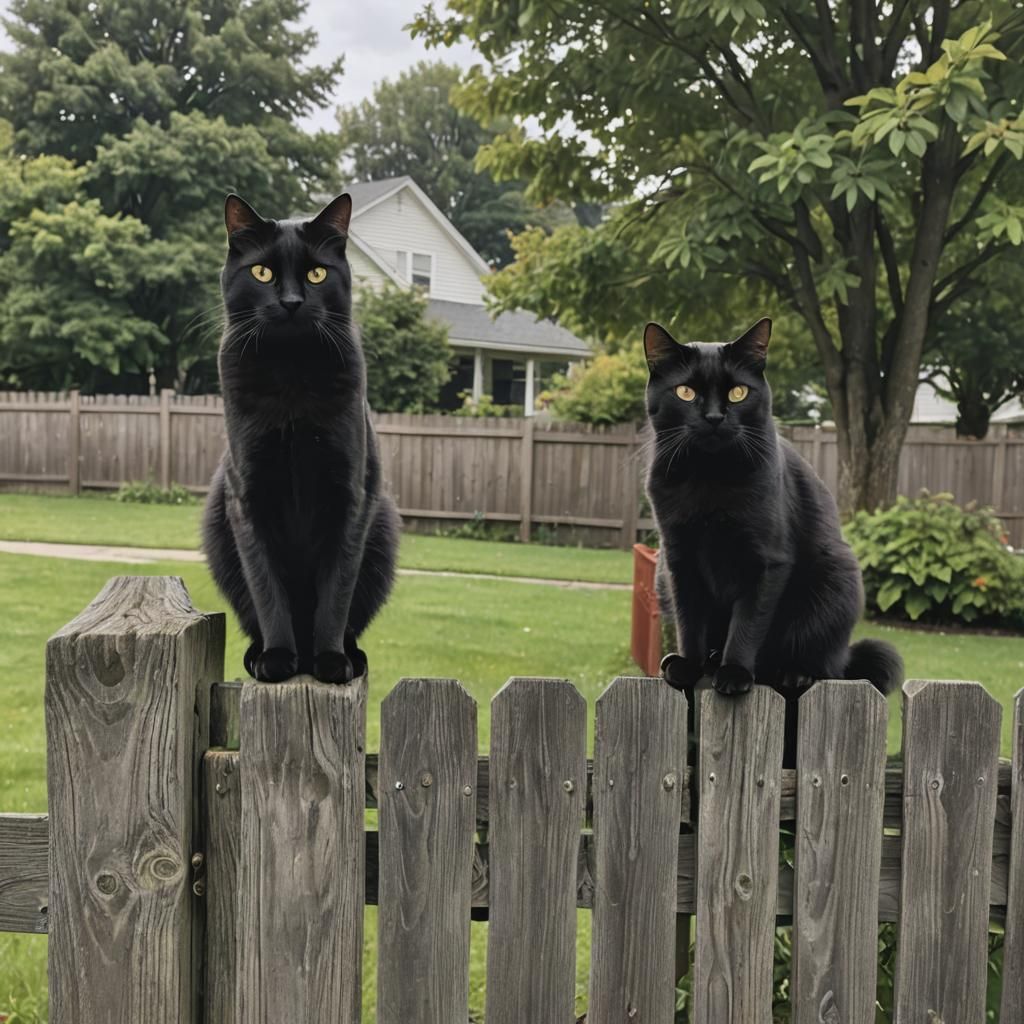 Black Cat in a Suburban Neighborhood