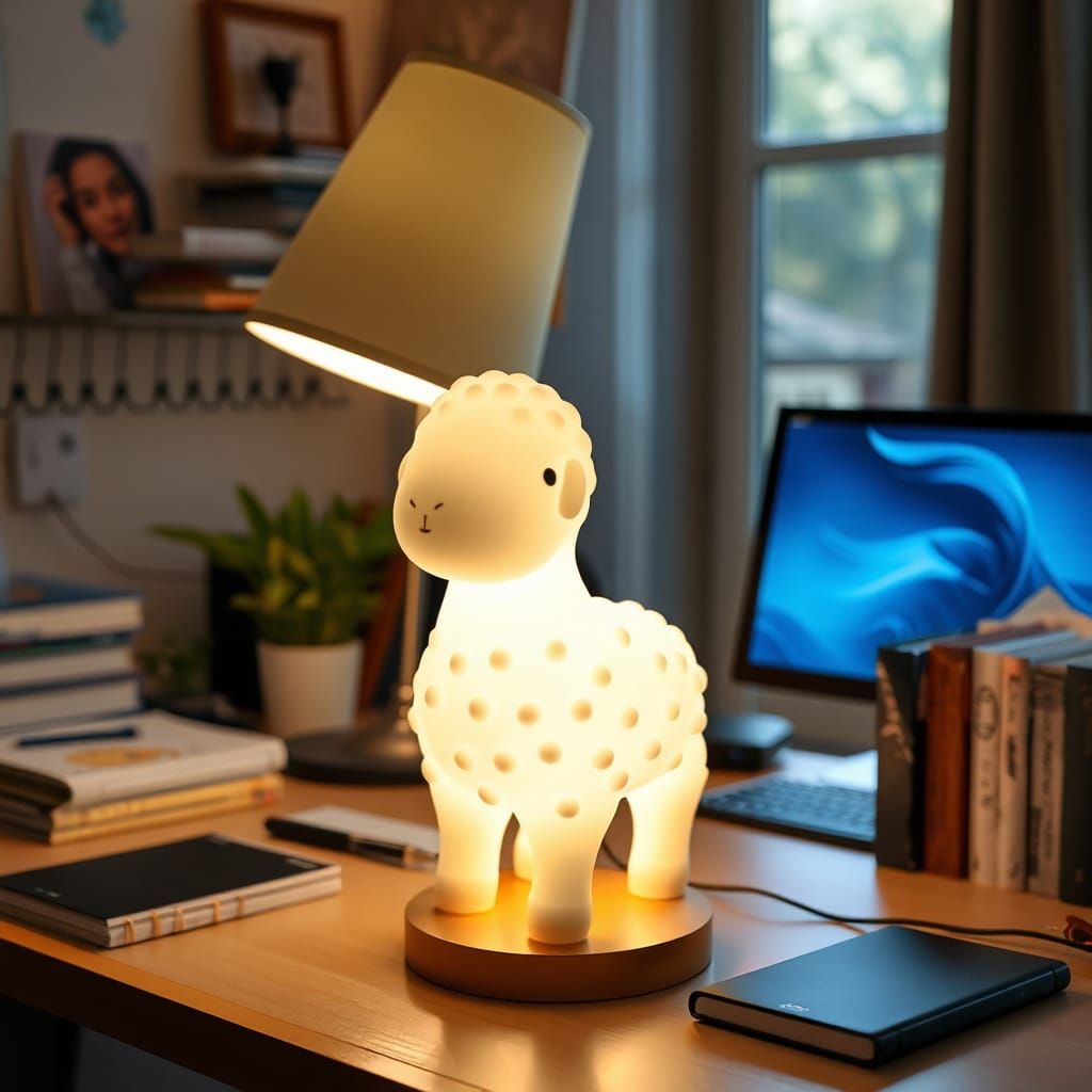 Unconventional Lamb-Shaped Glowing Lamp for Home Office