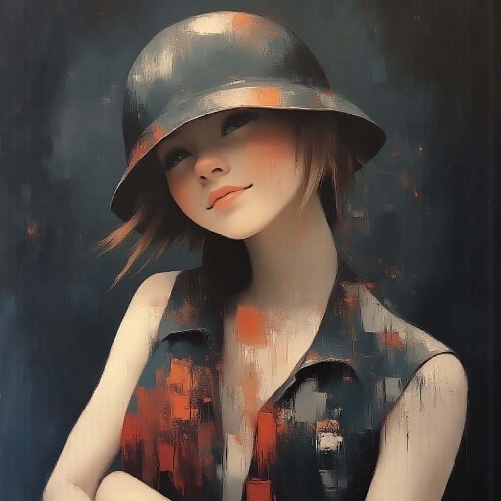 Punk Style Woman in Leather Jacket & Helmet Portrait