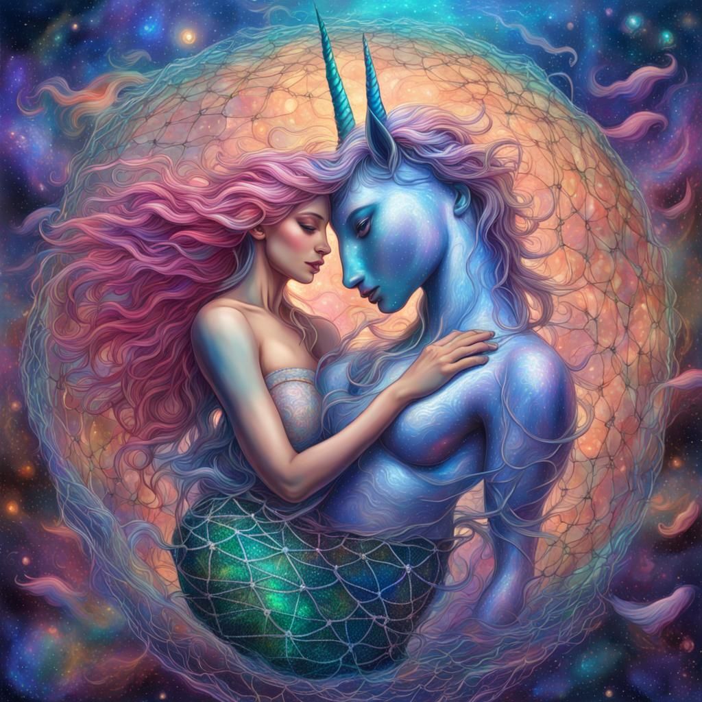 Astral Unicorn Mermaid's Cosmic Love