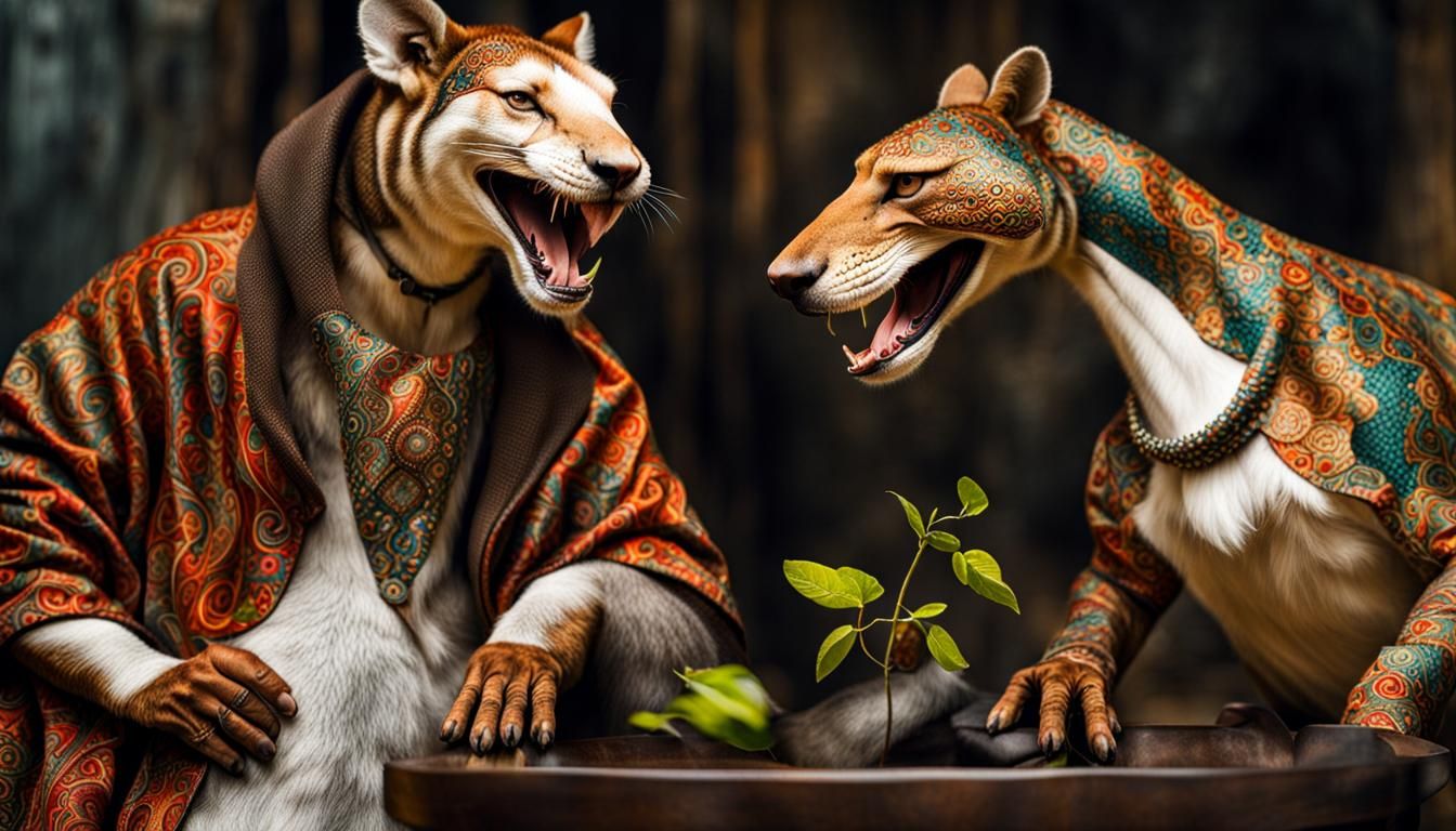 Surreal Restaurant Scene with Elegant Aliens, Magical Realis...