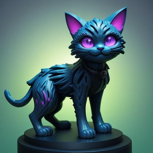 Figurine Cat Girl Posing in Toxic Environment