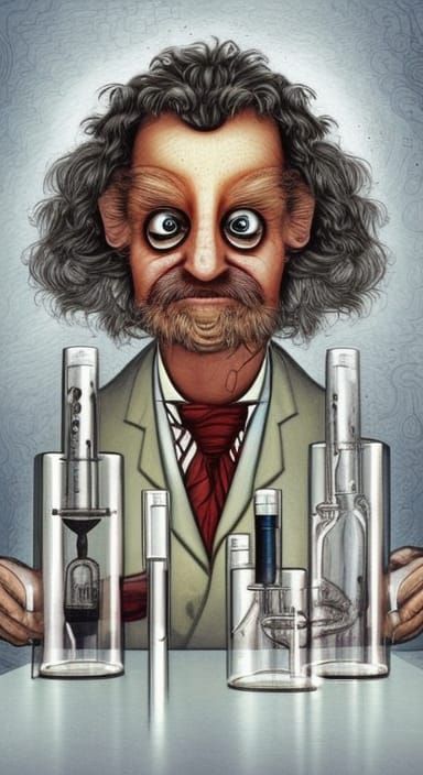 Mad Scientist in Rococo Watercolor Style