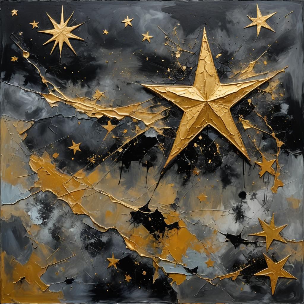 Abstract Twilight Scene with a Lonely Star