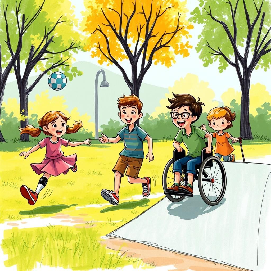 Joyful Children Playing Together in Sun-Drenched Park