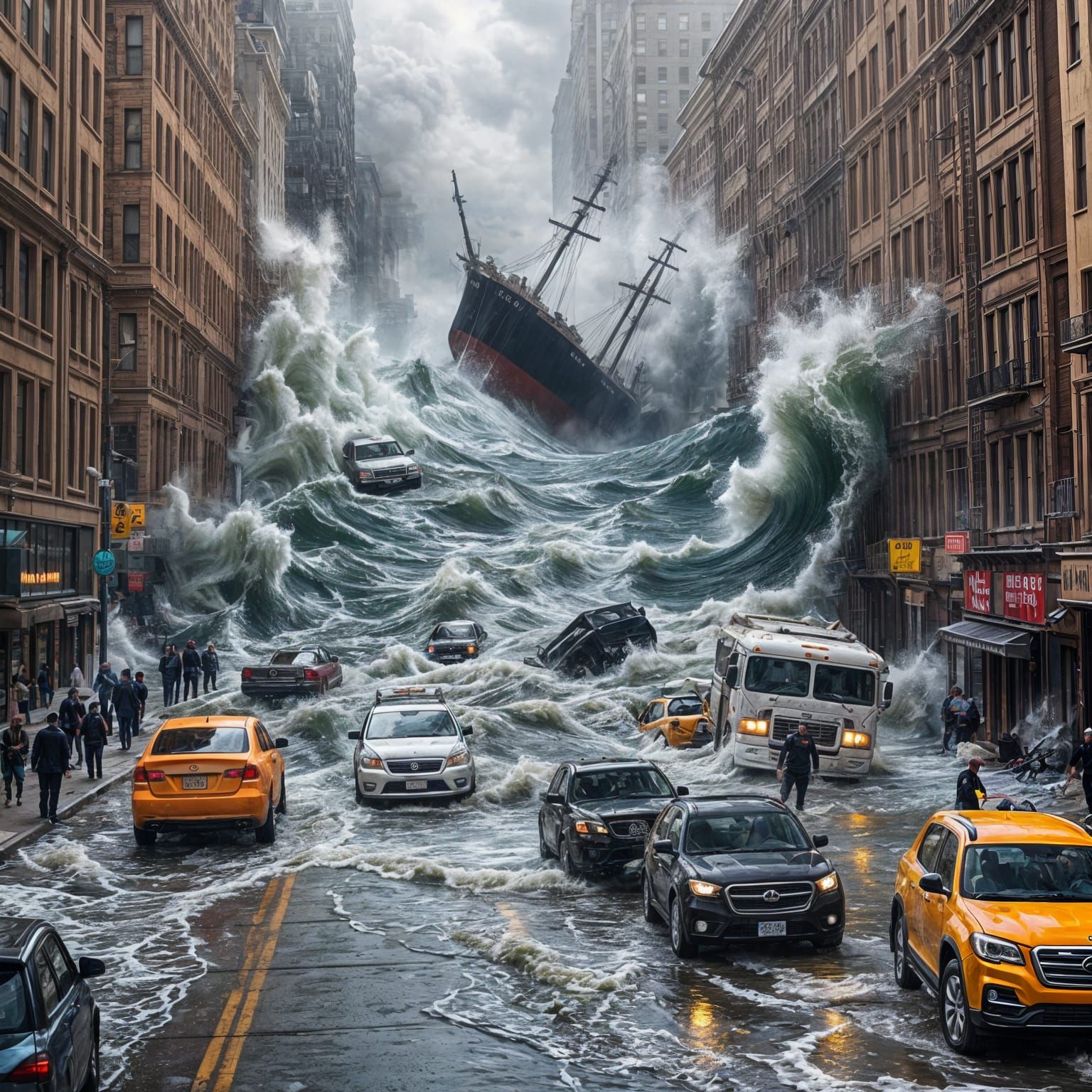 Apocalyptic NYC Street Scene in Lifelike Oil Painting