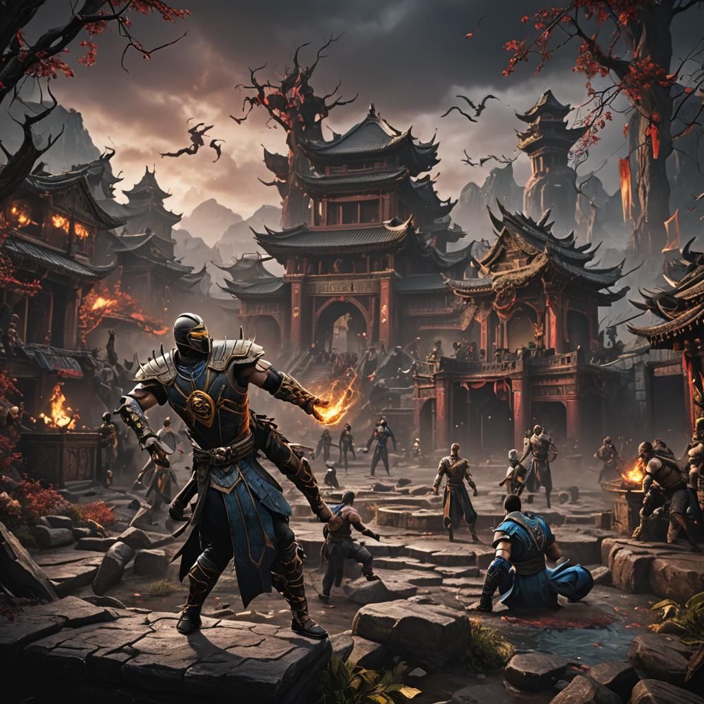 Detailed Matte Painting of Mortal Kombat in 8k